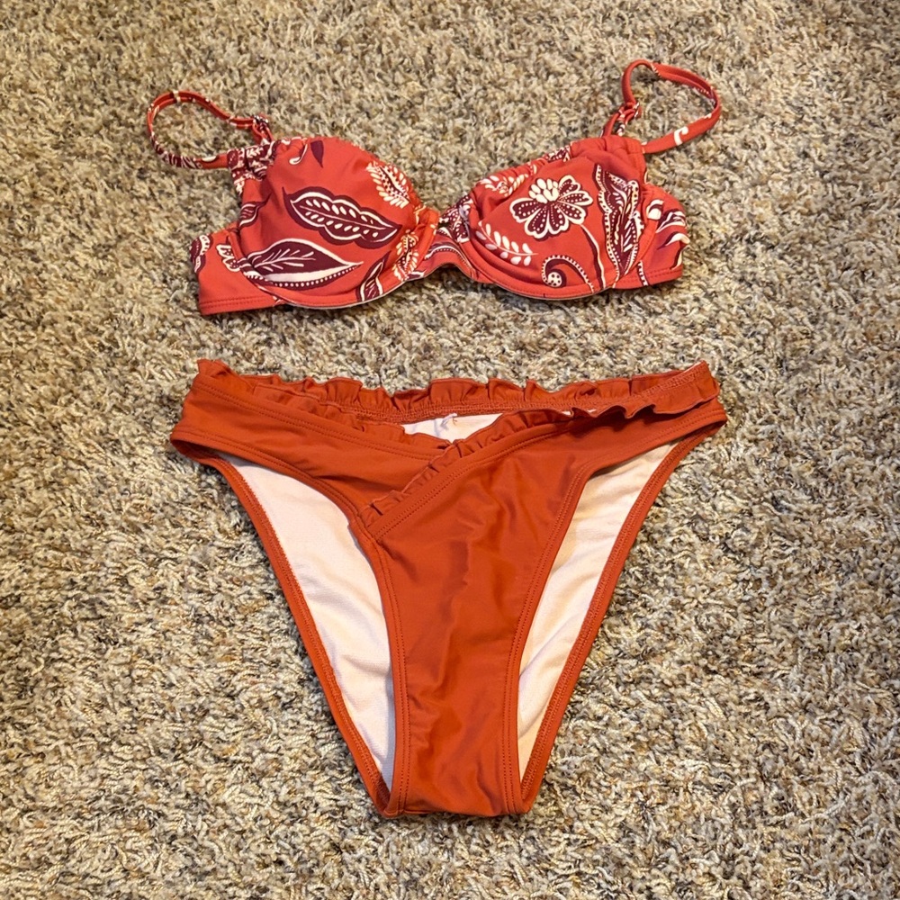 Cupshe Orange Paisley Underwire Bikini Set